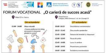 Forumul vocațional „O carieră de succes acasă” a întrunit tineri interesați de un job în țara noastră